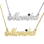 Customized name necklace with birthstone