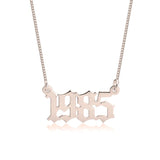 Rose Gold Year Name Necklace