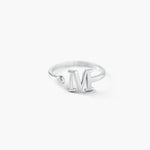 Sterling silver 925 initial ring with birthstone personalized in multiple languages