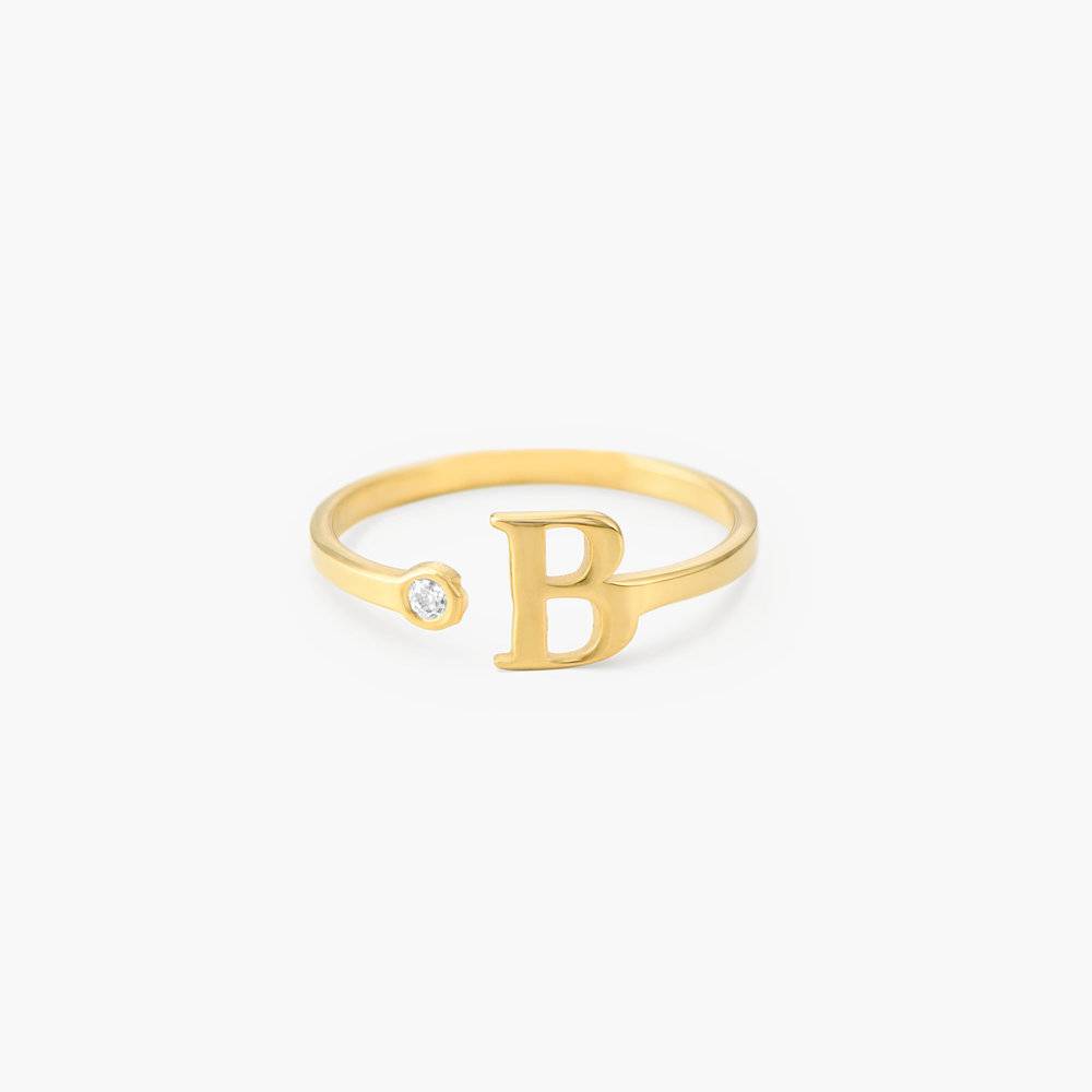 Initial Letter Ring with Birthstone