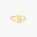 Initial Letter Ring with Birthstone