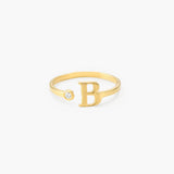 Initial Letter Ring with Birthstone