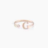 Initial Letter Ring with Birthstone