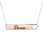 Custom Name Cut Out Heart Bar Necklace