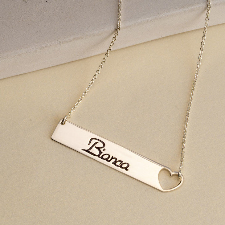 Cut Out Heart Bar Necklace