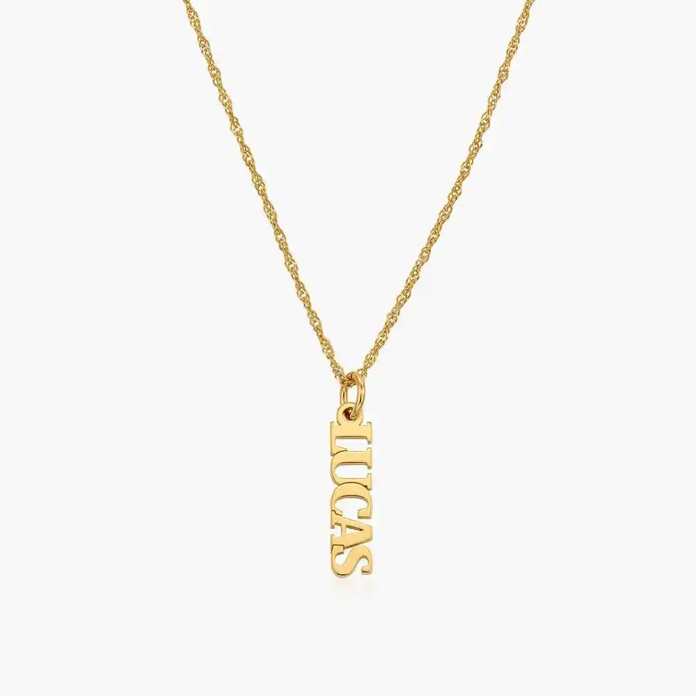English Capital Vertical Name Necklace