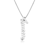 English Cursive Vertical Name Necklace with Diamond