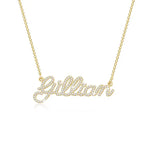 Gold crystal name necklace with sparkling stones