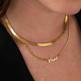 English Cursive Name Necklace With Thick Chain