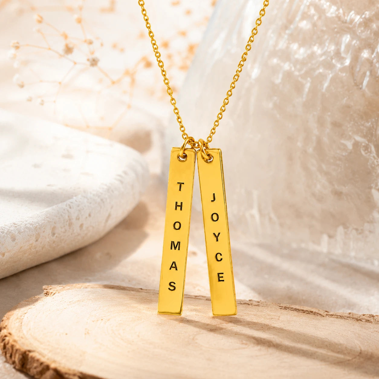 Engraved Vertical Bar Necklace