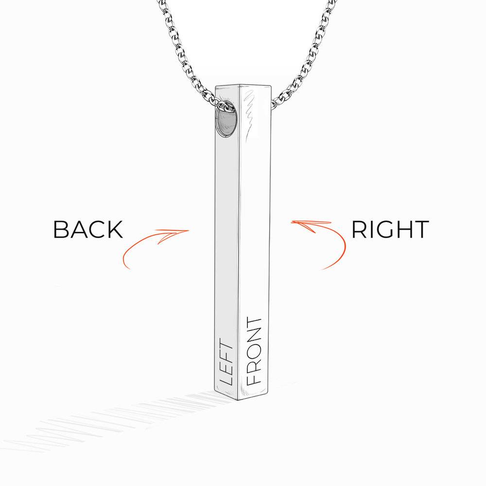 Engraved 3D bar necklace in Sterling silver 925 with diamonds customizable 4-sided personalization pendant inscription guide