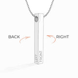 Engraved 3D bar necklace in Sterling silver 925 with diamonds customizable 4-sided personalization pendant inscription guide