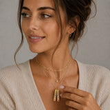 Engraved Vertical Bar Necklace with birthstone