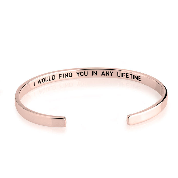 Rose gold bracelet with engraved message