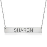 Silver necklace with a bar engraved with name