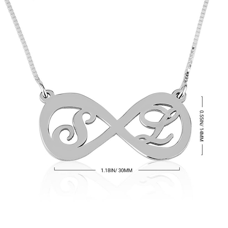 Infinity initials necklace dimensions