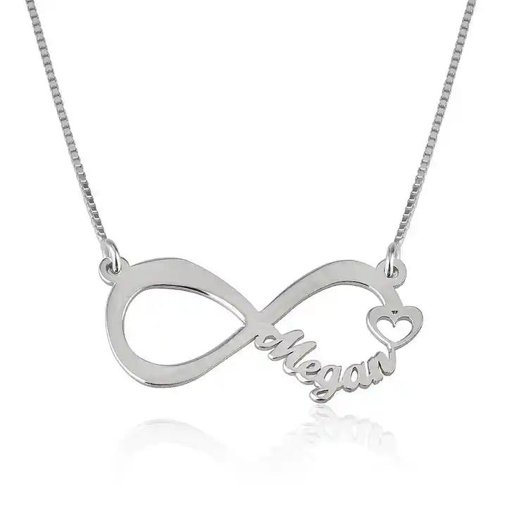 Personalized infinity name necklace with heart