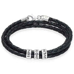 Leather Bracelet for Men with Small Custom Beads