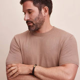 Leather Bracelet for Men with Small Custom Beads in Brown
