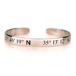 Rose Gold bracelet with engraved coordinates