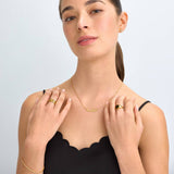 Arabic name necklace worn on model