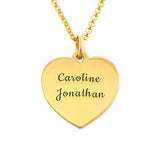 Engraved heart necklace with custom text