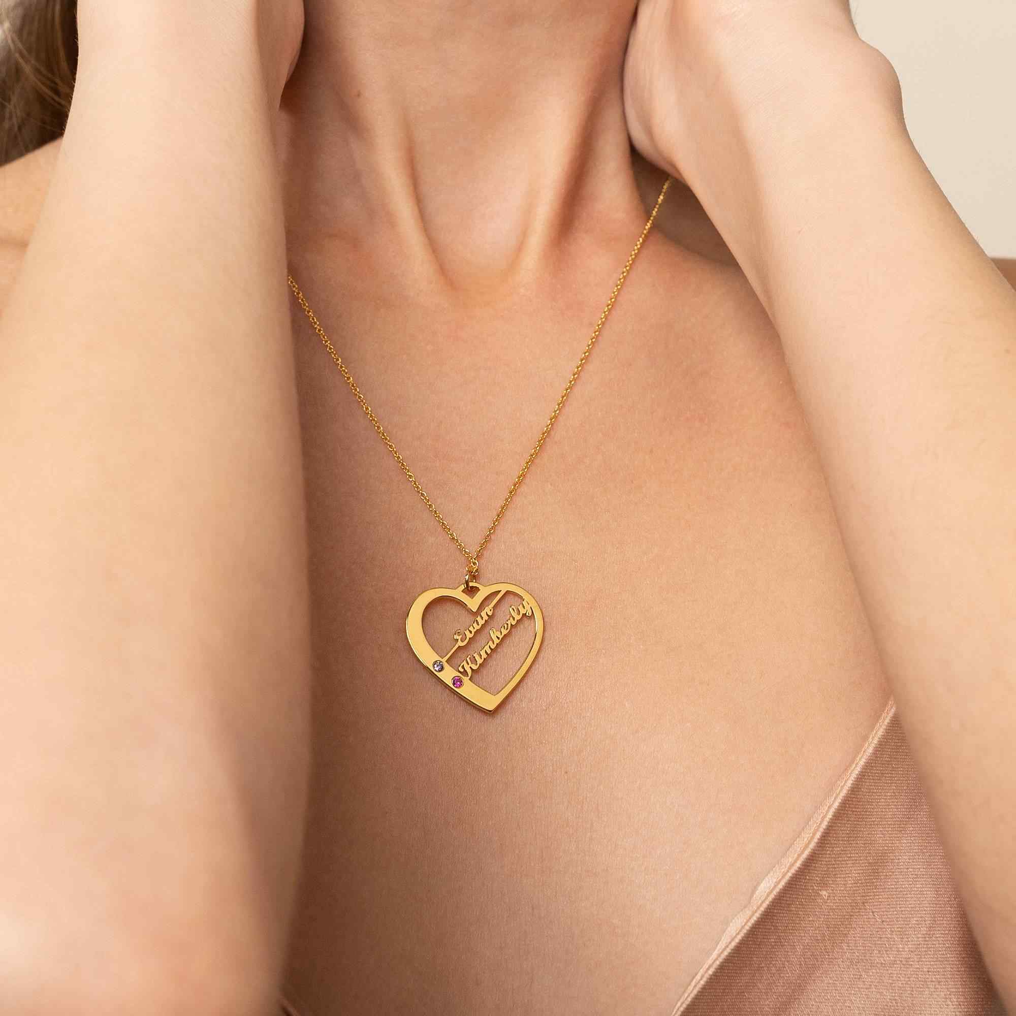 Heart Necklace with Birthstones