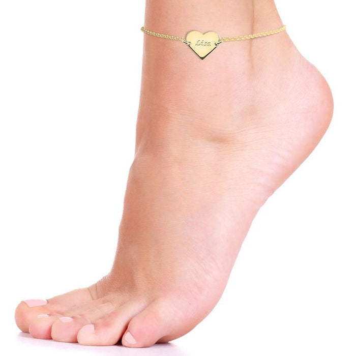 Personalized Engrave Heart Anklet