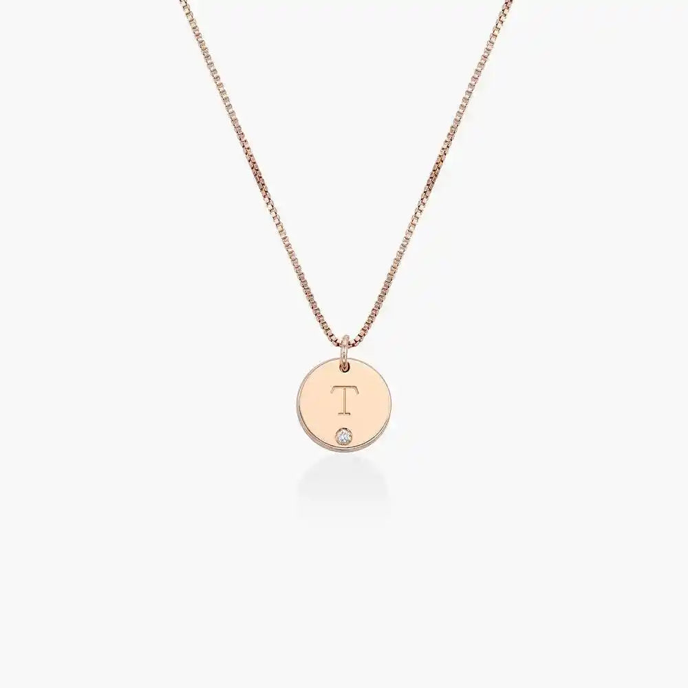 Personalized Initial Disc Letter With Diamond