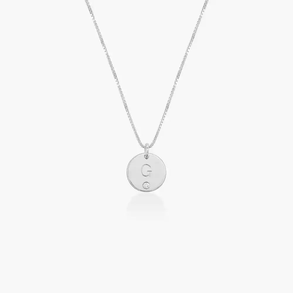 Personalized Initial Disc Letter With Diamond