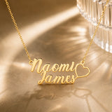 Personalized Double Name Necklace with Heart