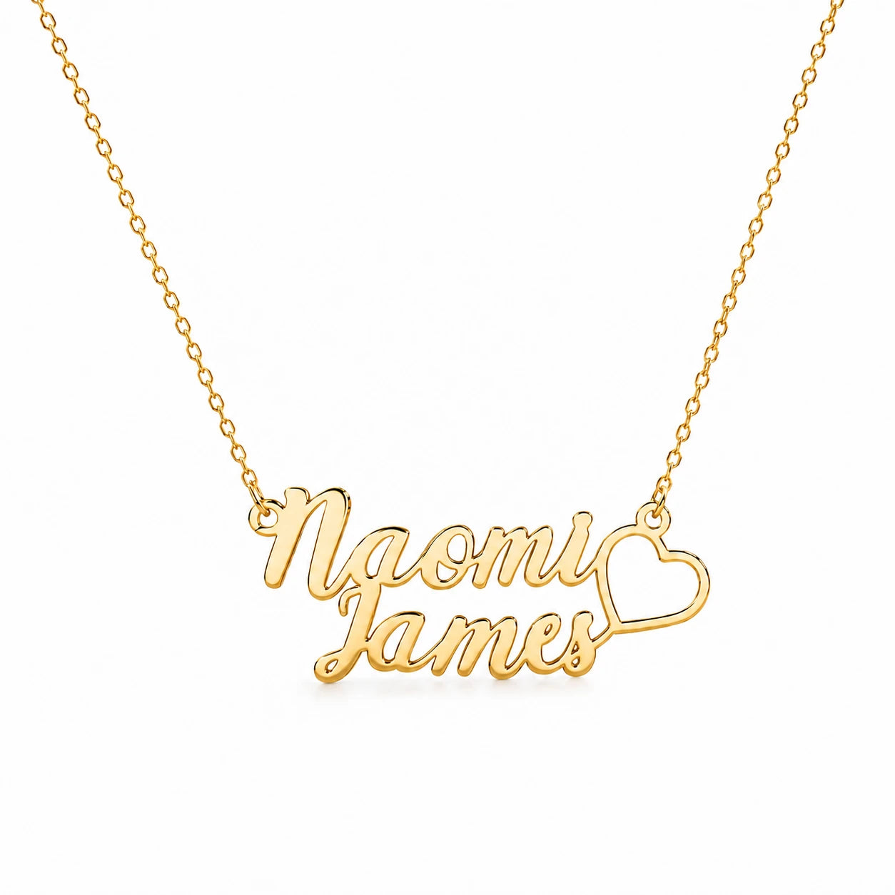 Personalized Double Name Necklace with Heart
