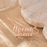 Personalized Double Name Necklace with Heart