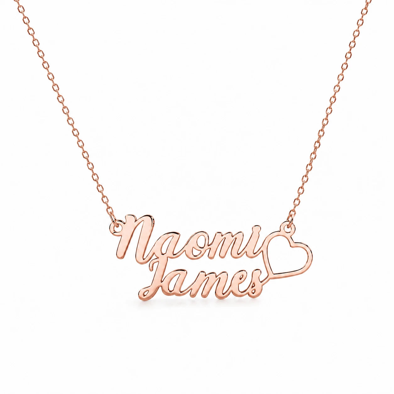 Personalized Double Name Necklace with Heart