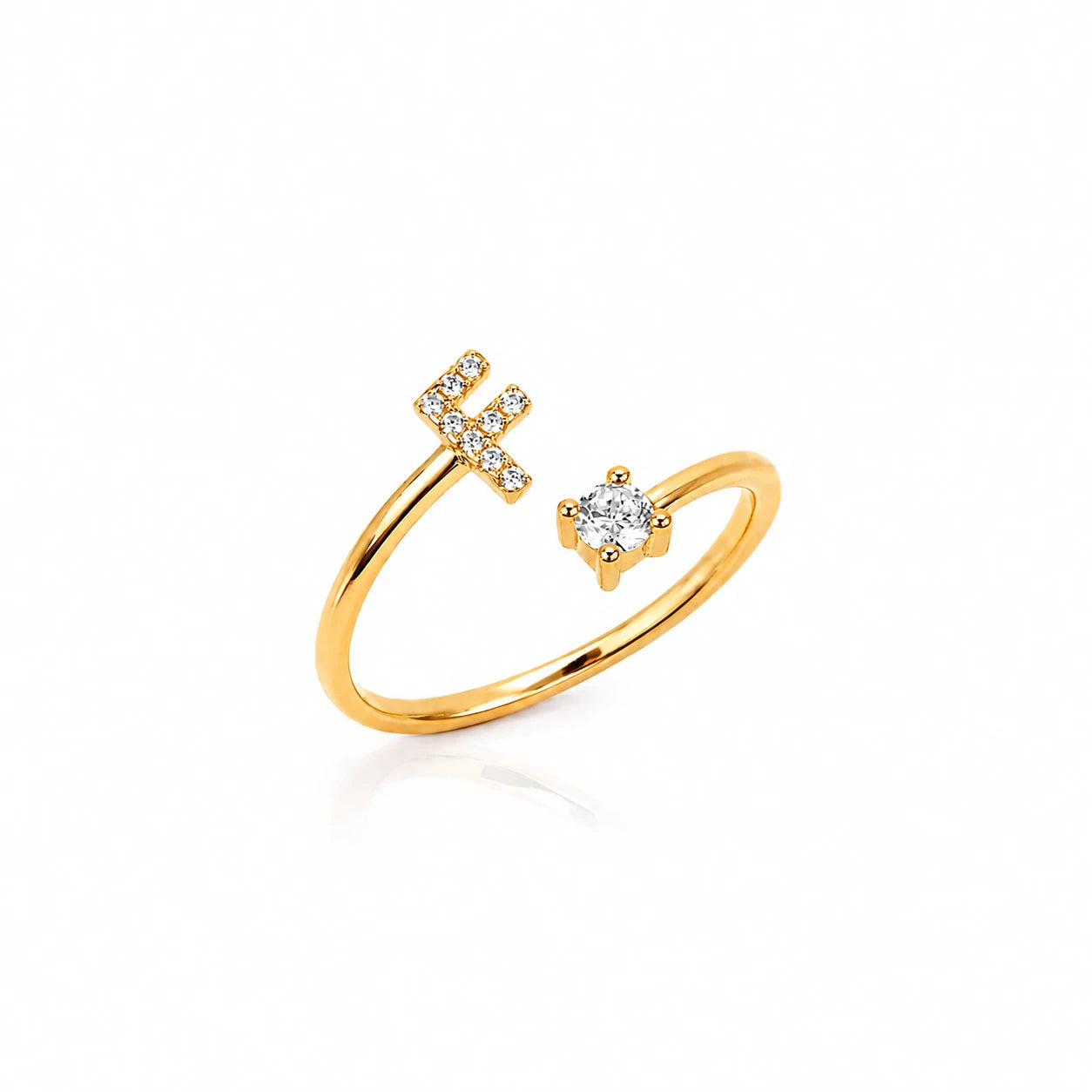 Personalized Moissanite Initial Ring