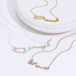 Signature-style Arabic Name Necklace with birthstone