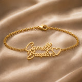 Two Name Bracelet With Heart
