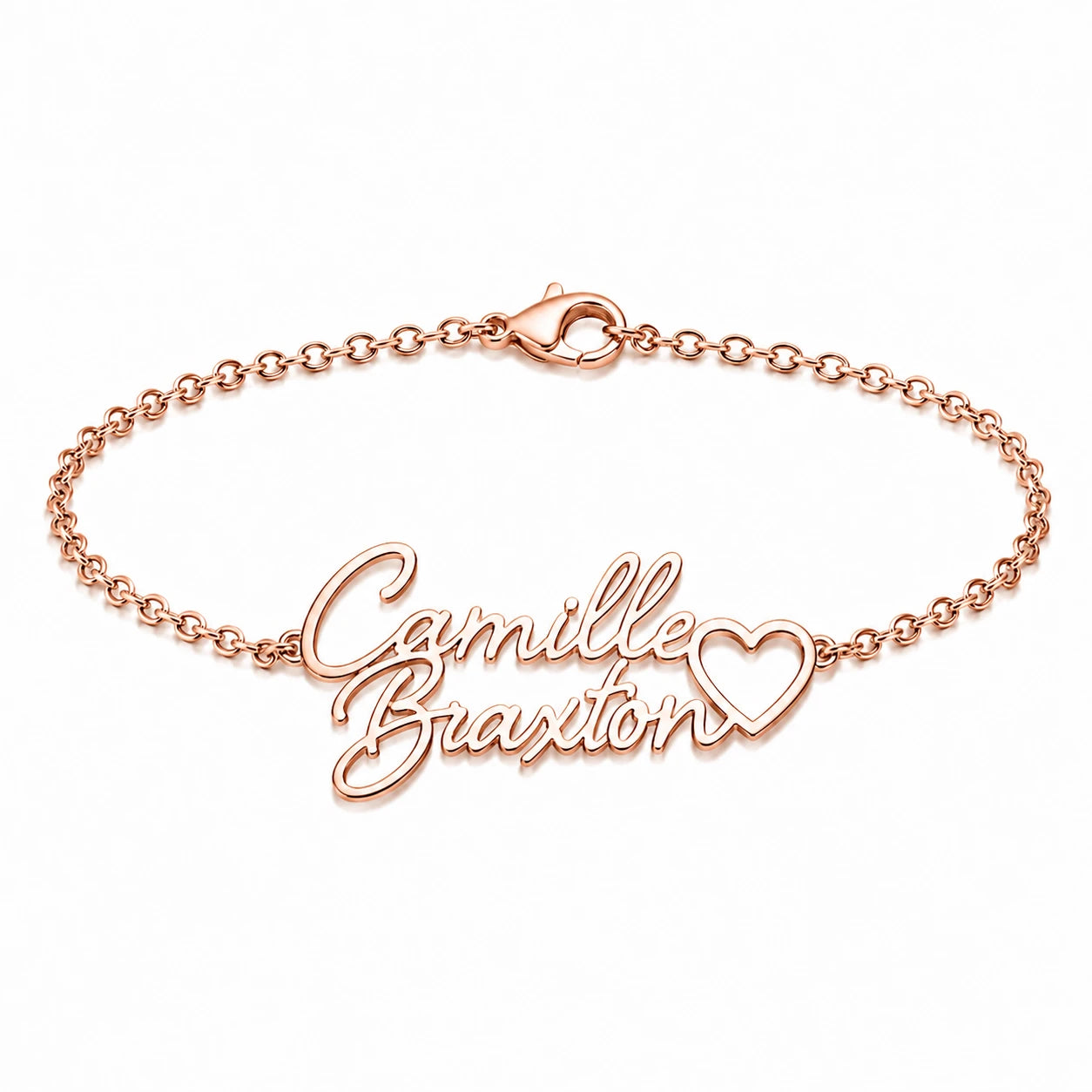 Two Name Bracelet With Heart
