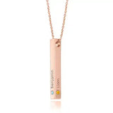 18k Rose-Gold platted vertical bar necklace with birthstones – customizable jewelry gift