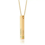 18k Gold platted vertical bar necklace with birthstones – customizable jewelry gift