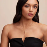 Engraved 3D bar necklace in 18k Rose gold platting with customizable 4-sided personalization pendant