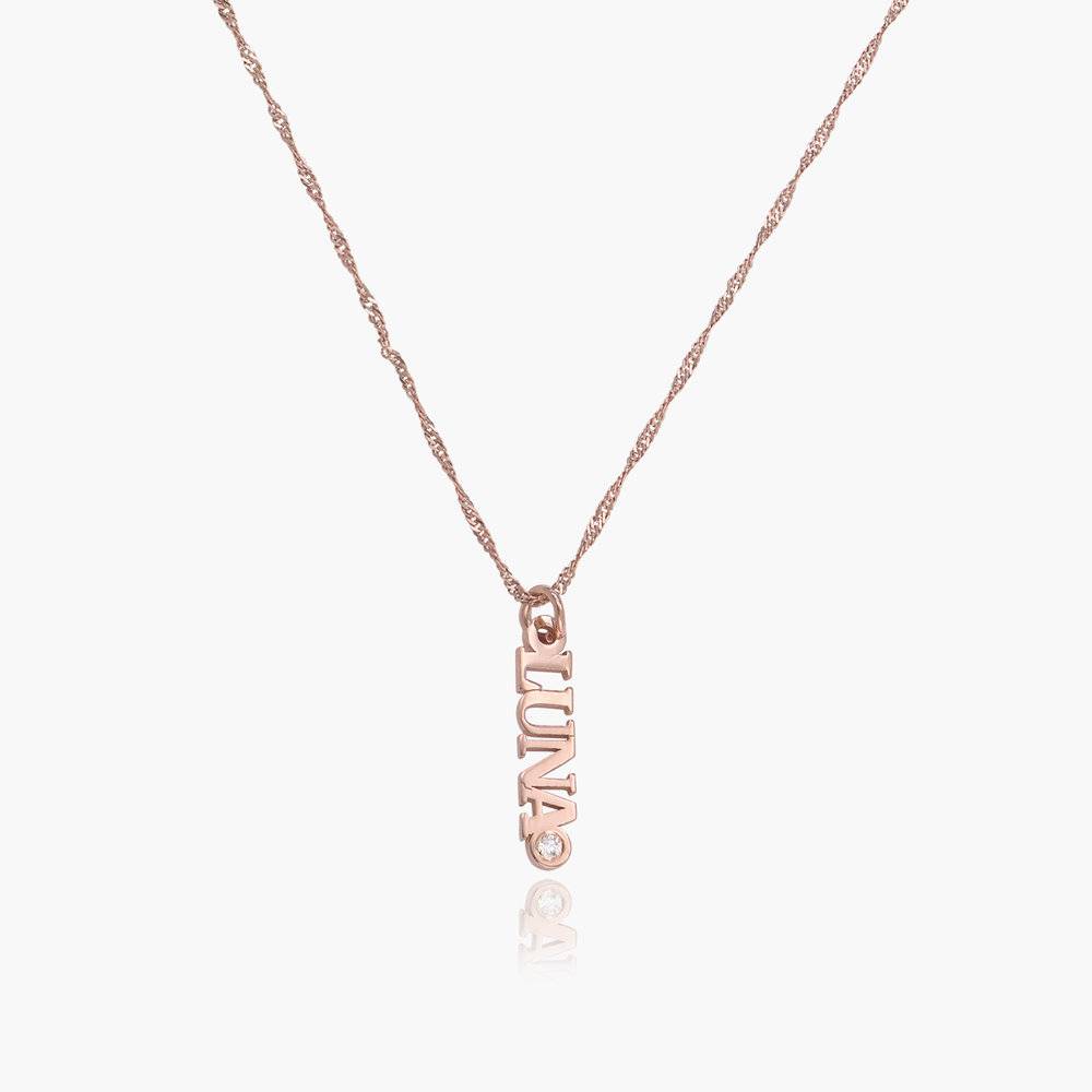 English Capital Vertical Name Necklace With Diamond