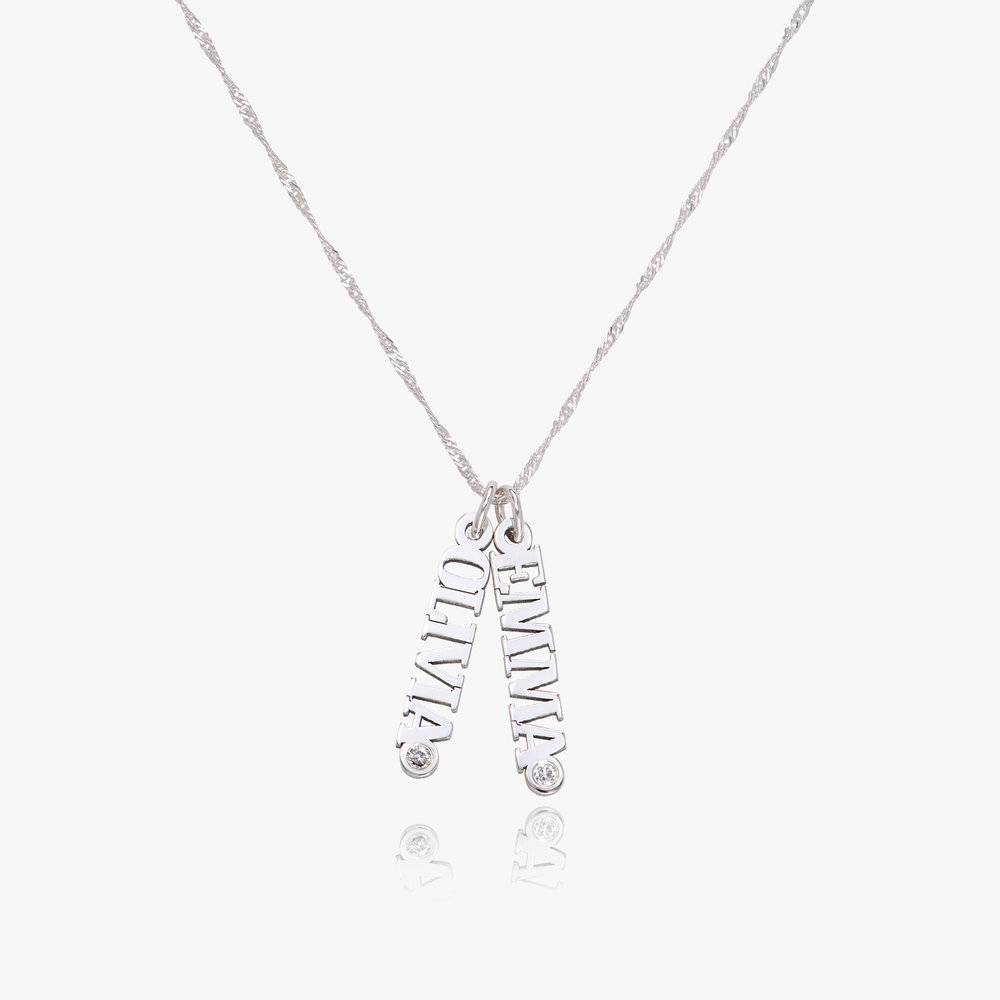 English Capital Vertical Name Necklace With Diamond
