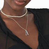 English Capital Vertical Name Necklace With Diamond