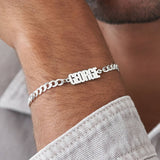 Thick Chain Name Bracelet in Sterling Silver