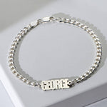Thick Chain Name Bracelet in Sterling Silver