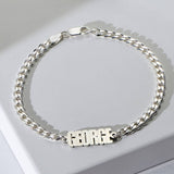 Thick Chain Name Bracelet in Sterling Silver